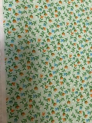 Country Calico Soft Mint w small Coral & Blue flowers cotton Fabric per yard