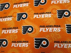 PHILADELPHIA FLYERS HOCKEY FABRIC 1 YARD BRAND NEW DESIGN 100% COTTON