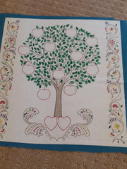 Apple Family Tree Harvest Fabric Panel, For Quilt or Pillow Project, 17″ Squares