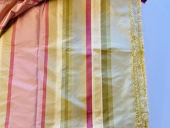 Kravet Coutoure Pink & Yellow Pastel Candy Stipe Duoioni Silk Fabric 10. 5 yrds.