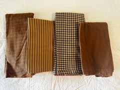 #22 Primitive Country Quilt Fabric Lot Brown Plaid Stripe Solid