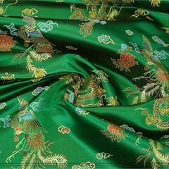 Chinese Satin Silk Dragon Phoenix Fabric Cloth Cheongsam Costume Upholstery DIY