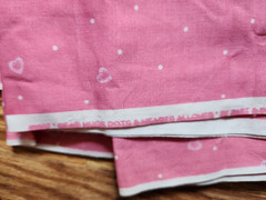 Dots and Hearts All Over pink cotton fabric, white hearts – 2 yards x 44″