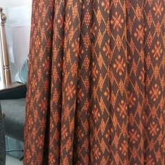 Antique Silk100%Thai Pattern Hand Woven Fabric Brown Orange Cloth/Skirt Crafting