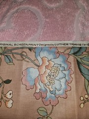 HTF VTG 1981 LUTHER TRAVIS Bloomcraft Fabric Jacobean Flower Print 2.25 Yrd X 54