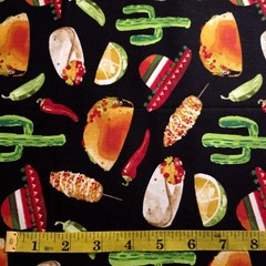 Street Tacos & Cacti Fiesta Cotton Fabric 44″x36″ Precut Yard