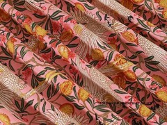 Indian 5 Yard Fabric Cotton Dress Material Crane Swans Print Quilting Sewing Art