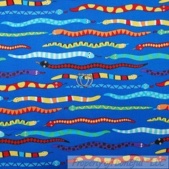 BonEful FABRIC FQ Cotton Quilt Aqua Blue Orange Flower Leaf Dot Garden Cottage S