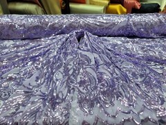 Fabric By The Yard Lavender Lace Stretch Victorian Pattern Embroidery Sequin