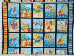 Shore Thing Quilt Fabric 3.5 Yds x 43″ Squares Art by Bernie Beach Summer Cotton