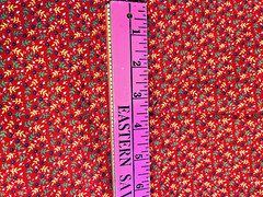 VTG Ditzy CALICO RED w/ Yellow Green Blue White Florals Cottagecore BTFQ