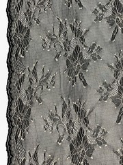 Floral Lace Fabric Black Netting White Embroidered Flowers By the Yard