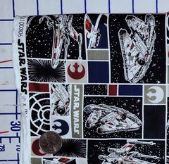 Star Wars Movie Millennium Falcon Red Blue Black Block Cotton Fabric YOU PICK