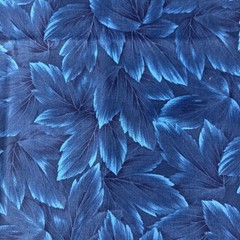Fabric Teal And Dark Botanicals Leaf Print 36” X 42”