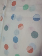 Vntg Sewing Fabric Wamsutta MOD Polka Dot Pastel Blue Green Peach 20×45″ Cotton