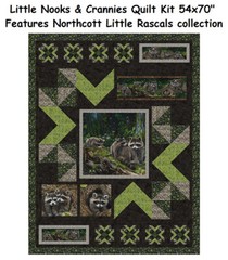 Little Rascals Raccoon cotton quilt fabric Northcott Stonehenge Bark 25515-93