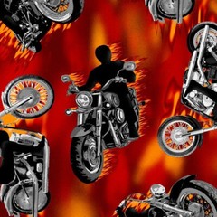 Flames Motorcycles Print Fleece Fabric – 60″ Wide – Sold by The Yard & Bolt