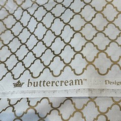 JoAnn Buttercream White Gold Lattice Cotton Quilting Fabric 33″ X 44″