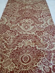 Lauren Ralph Lauren Deep Red & Cream-Tan Heavy Cotton Fabric Damask Print 5 Pcs
