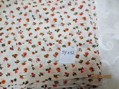 54 x 52″ Vintage 1970s T-shirt 1 way stretch cotton fabric orange gray flowers