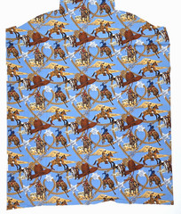 West Cowboys Indians Horses Brown Blue Shamash & Sons 5540 Cotton Fabric 1.2+ YD