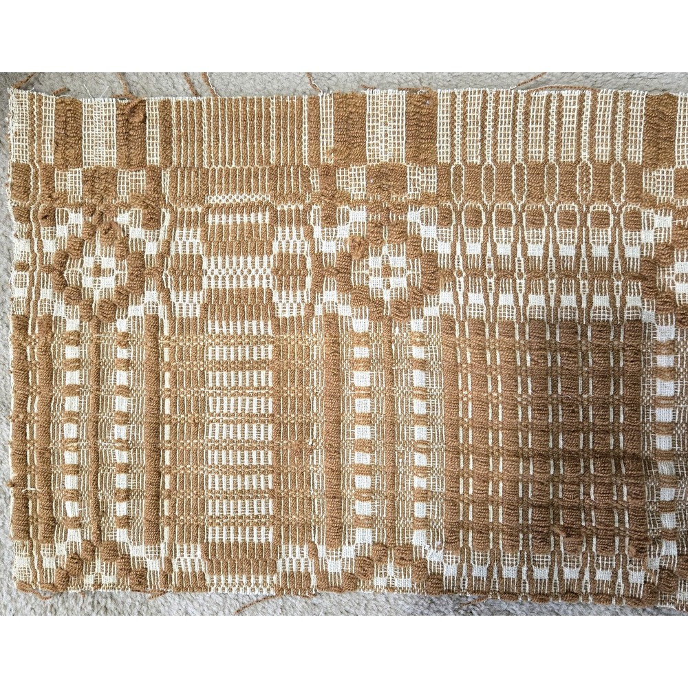 Antique Coverlet Piece Craft Warn Nutmeg Color Woven Fall Crafting