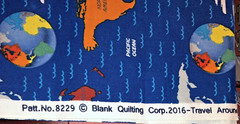 BLANK QUILTING TRAVEL AROUND THE WORLD” WORLD MAP Patt # 8229 44″ X 10″