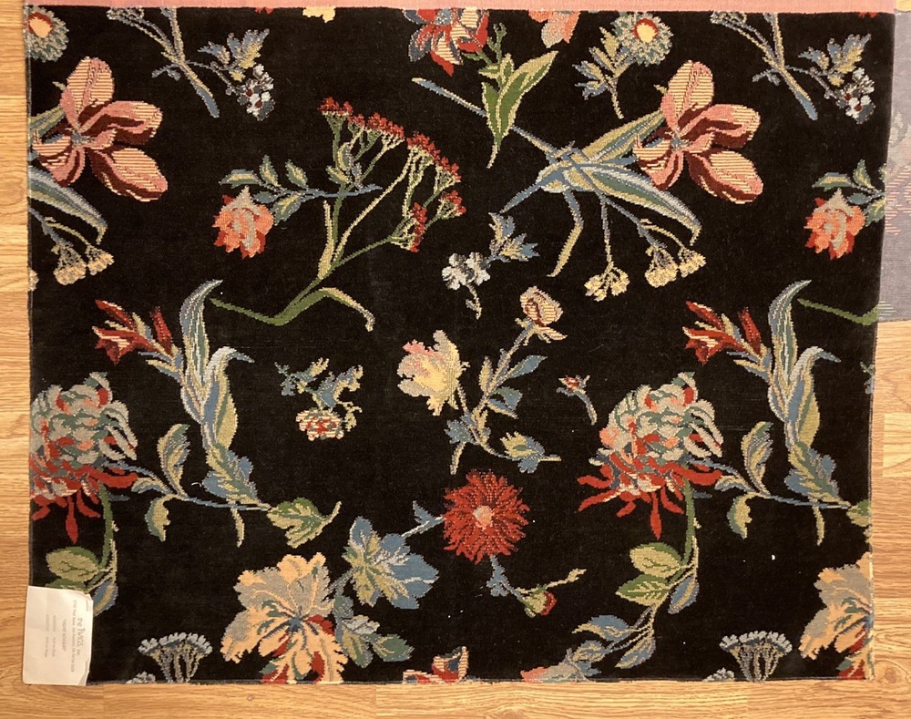 Sample Fabric Jacobean Black Floral Upholstery Germany Velvet Pile The Twigs