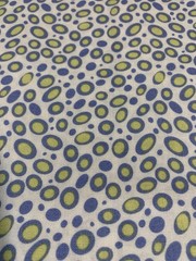 “Go Girl” Ovals & Polka Dots Fabric Remnant By Top Drawer Blue Green And White