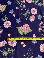 3 Yards Navy Blue Floral Cotton Fabric 20” X 110” Polyester Blend ? Pink Flowers