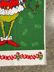 RK Grinch Merry Christmas Tree with lights 100% cotton fabric panel approx 24×44