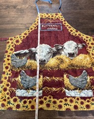 Buttermilk Farms apron one size cows, chickens Kitchen Cooking Farm