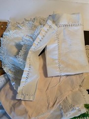LOT Crafting Fabrics Assorted Cotton Embroidered Square Round Oblong Beige 3 Lbs