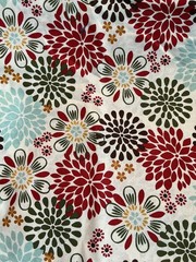 Keepsake Calico CottonCream Off White Green Red Blue Brown Flower 2.75 yards