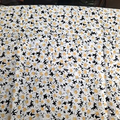 VTG Ameritex Daisies Allover Cotton Fabric 3.5 Yards X 44″ Black & White Floral