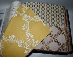 Huge FABRIC SAMPLE BOOK Red Spice Yellow RM COCO 67pc LOT Embroidery Print Woven