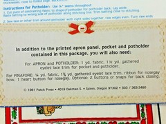 fabric panel 603F CHRISTMAS APRON Patch Press CUT-OUTS 1981 uncut
