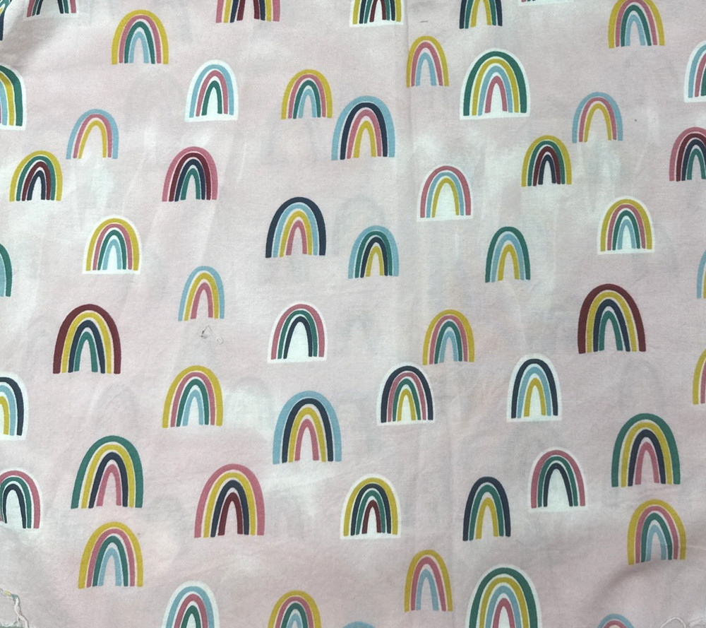 Colorful Rainbows Pink Cotton Fabric BTHalfY #67