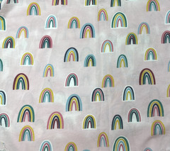 Colorful Rainbows Pink Cotton Fabric BTHalfY #67