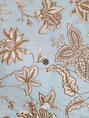 Braemore Blue Brown White Floral Jacobean Cotton Fabric BTY