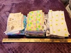 Lot of Cotton Flannel Fabric Scraps Quilt Crafts 2lbs 6oz Novelty Children Baby