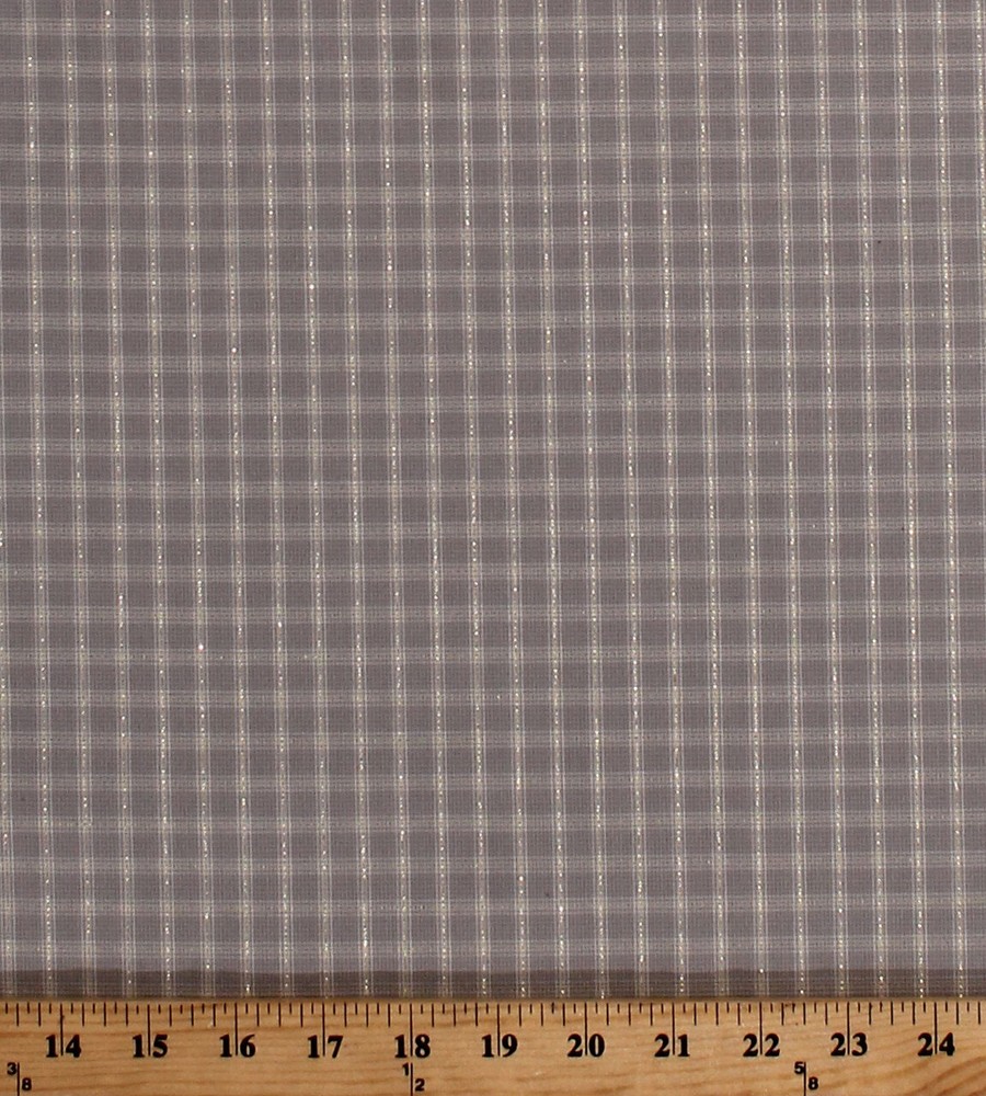 Cotton Shimmer On Yarn Dyed Light Gray Gold Metallic Fabric by the Yard D157.38