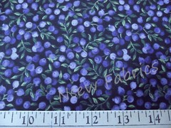 Wild Blueberry Cotton Fabric Purple Berry Saskatoon Elderberry Fruit 18 x 60 w