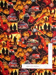 Firefighter Fire Truck Fabric Flames Cotton #580 Elizabeths Studio By The Yard
