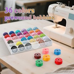 Auvitaya 72pcs Bobbins Sewing Thread Kits, 36 Colors 400 Yards multicolored