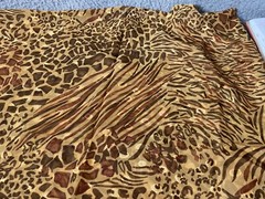 Fabric Lot 1 Yd 56 W Animal Print Leopard Brown Gold Poly Sheer Textured