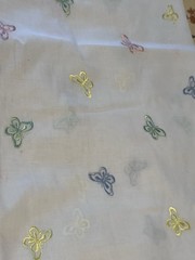 2.5 Yds Embroidered Butterfly Fabric Pastels Cotton 46in Wide VTG HTF