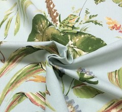THIBAUT BAYOU AQUA BLUE D4137 FROG BIRD LILYPAD LINEN LUXURY FABRIC BY YARD 54″W