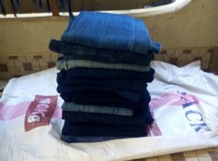X 5 Vintage Faded Indigo Mudcloth Fabrics