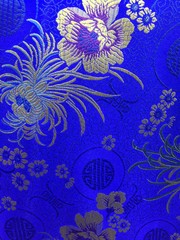 Kate ROYAL BLUE Floral Brocade Chinese Satin Fabric by the Yard – 10037